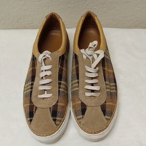 Taft Tan and Brown Plaid Sneakers